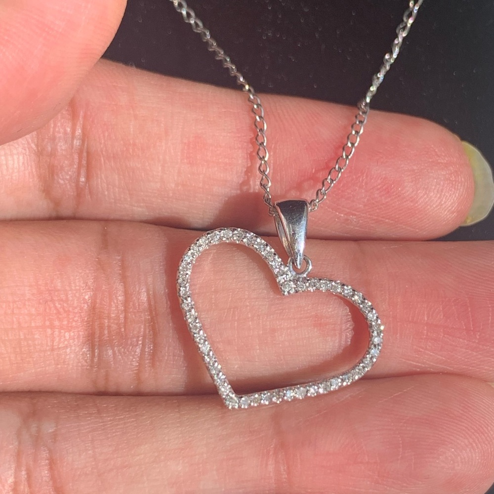 14k gold heart charm with sterling silver chain